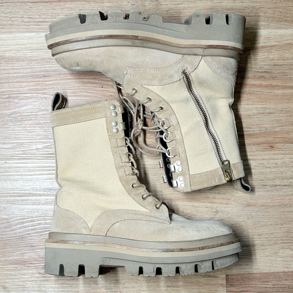 All Saints Canvas & Suede Combat Boots